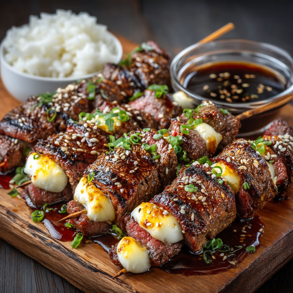 Steak grillé avec sauce et riz.