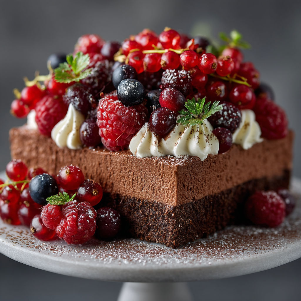 Une tarte aux fruits rouges et bleus.