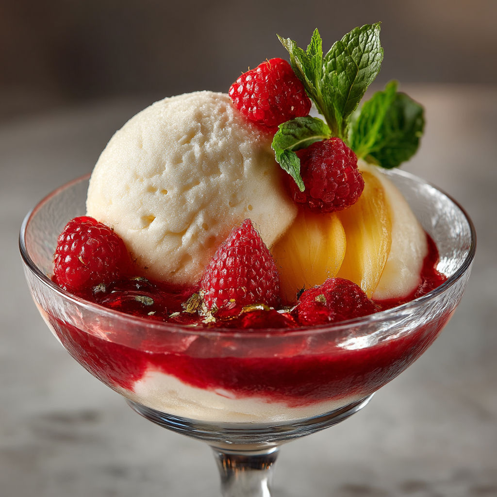 Un dessert avec des fraises et du yaourt.