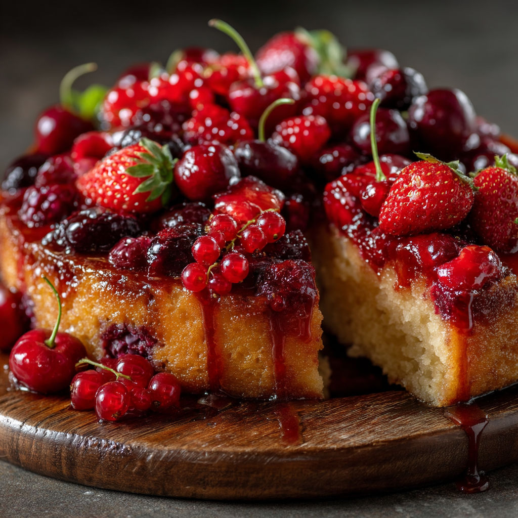Une tarte aux fruits rouges et cerises.