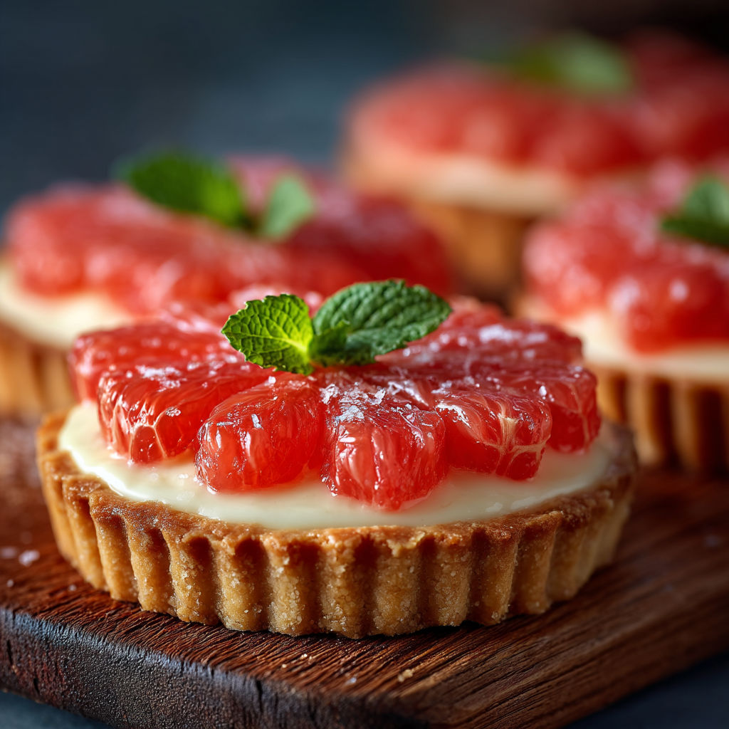 Une tarte aux fraises sur une planche de bois.
