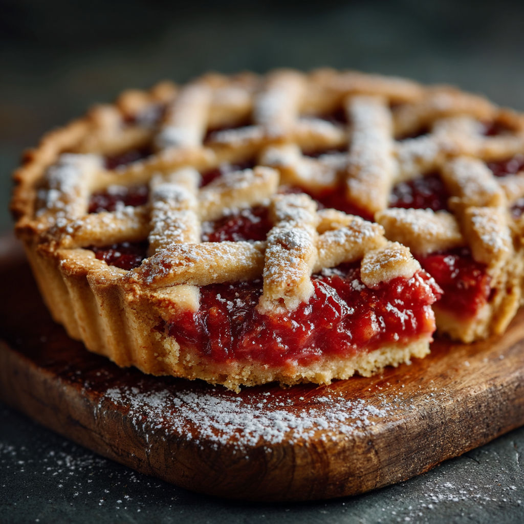 Une tarte aux fruits garnie de sucre.