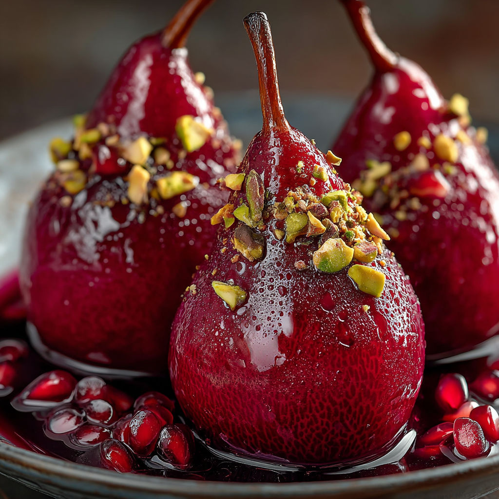 Poires au jus de grenade.