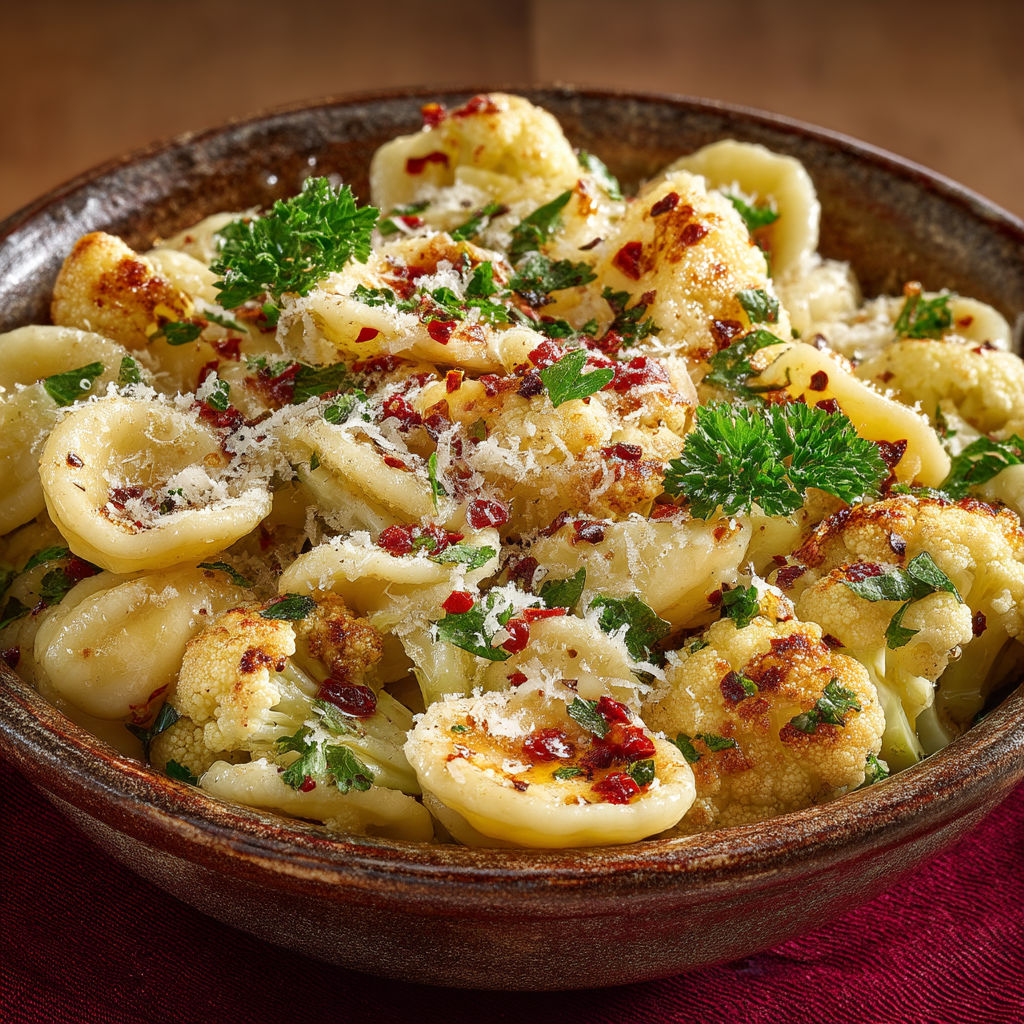 Ma recette de pâtes au chou-fleur.