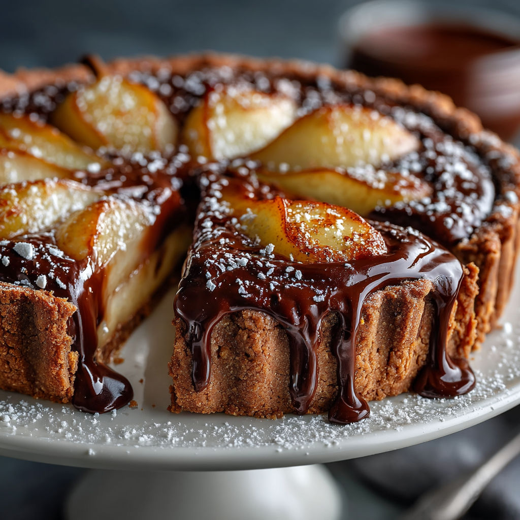 Une tarte sablée poire chocolat.