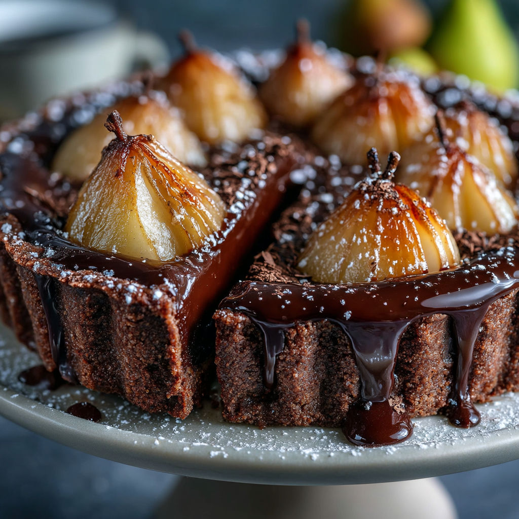 Une tarte sablée poire chocolat.