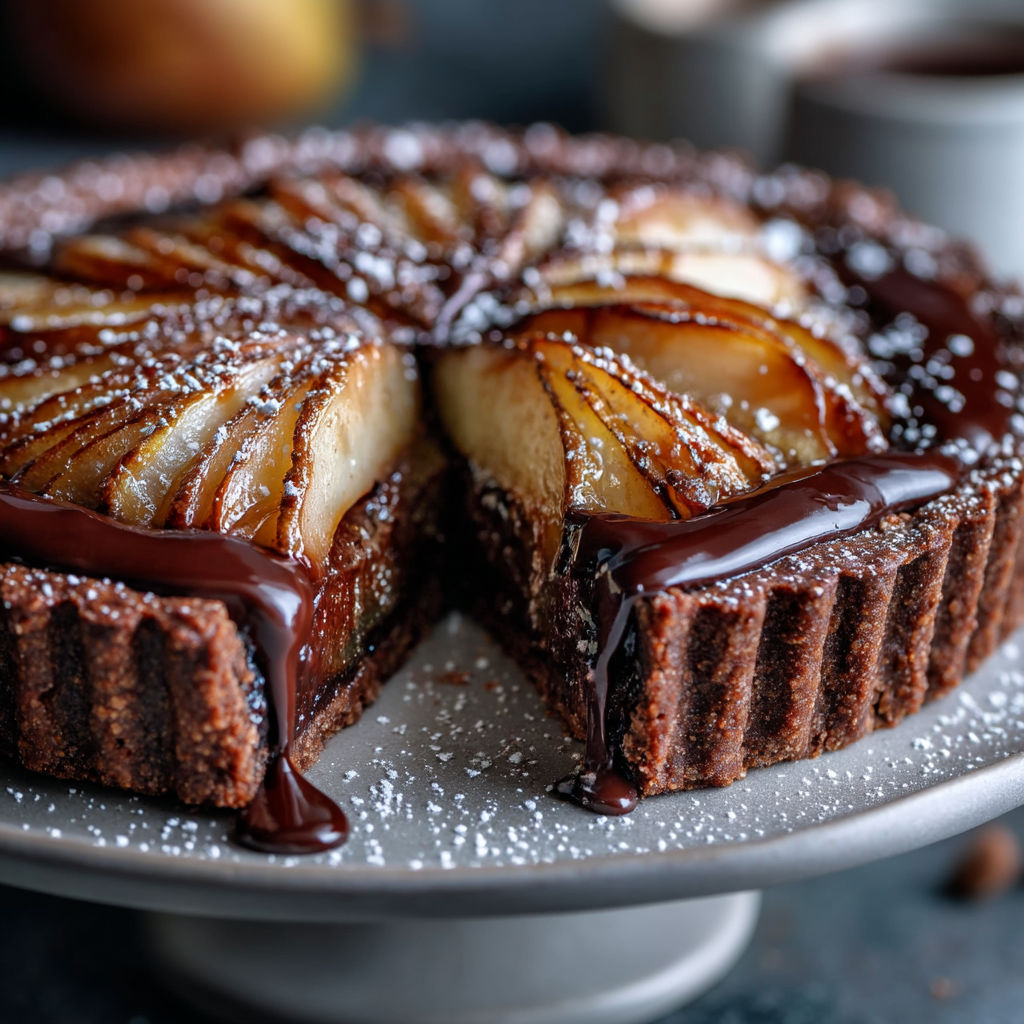 Une tarte sablée poire chocolat.
