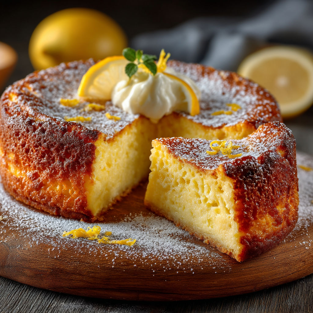 Une tarte aux citrons avec une garniture de yaourt et de citrons.