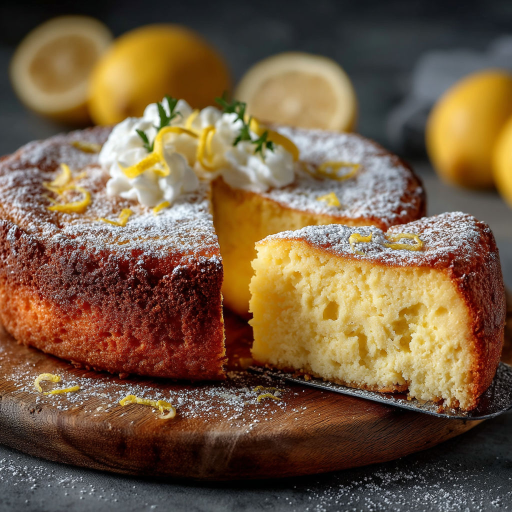 Une tarte aux citrons avec une garniture de yaourt et de citrons.