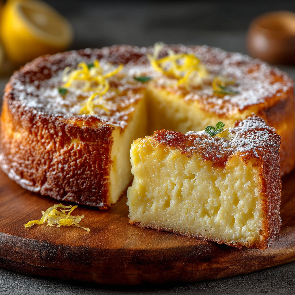 Une tarte aux citrons sur une table.