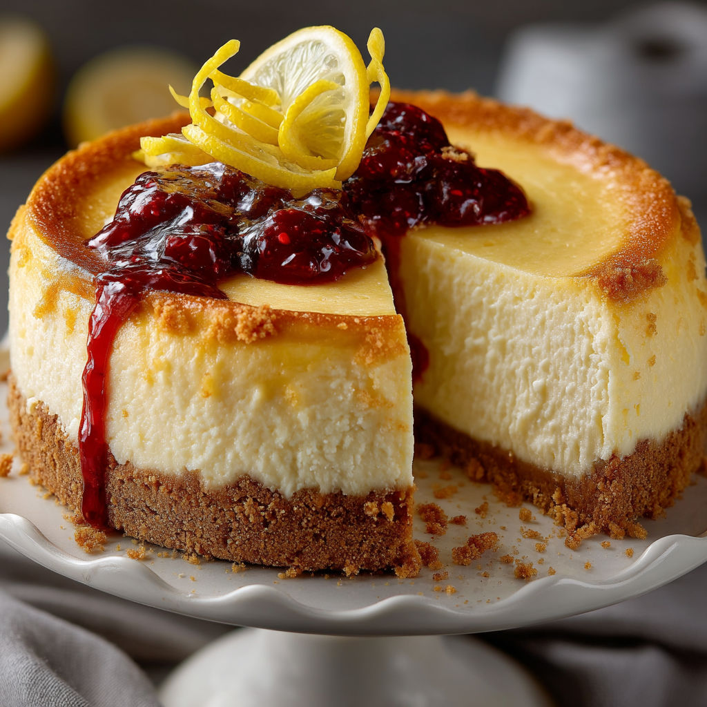 Une portion de cheesecake New-Yorkais avec des fruits rouges.