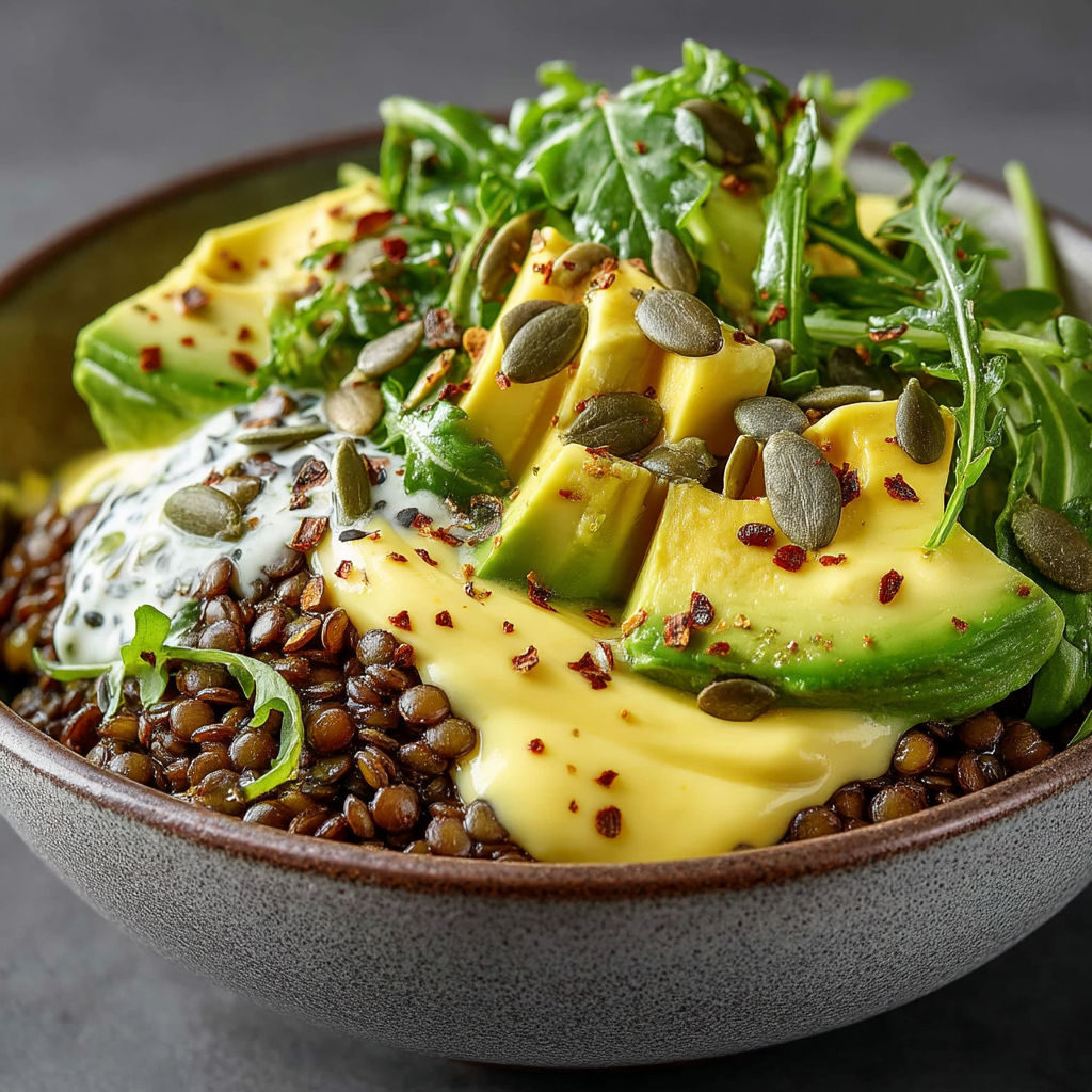 Une salade de pêches et avocats dans un bol.