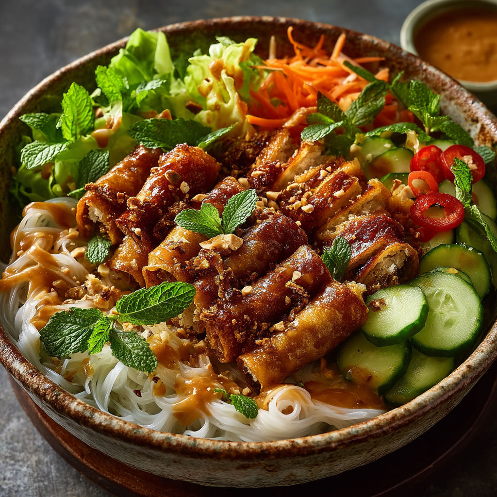 Une salade de légumes et de viande.