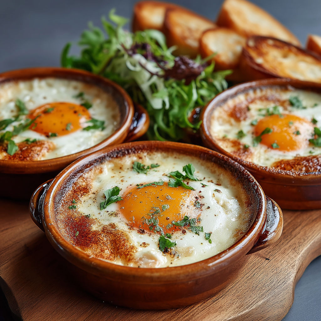 Œufs cocotte au thon & Pavé d'Affinois.