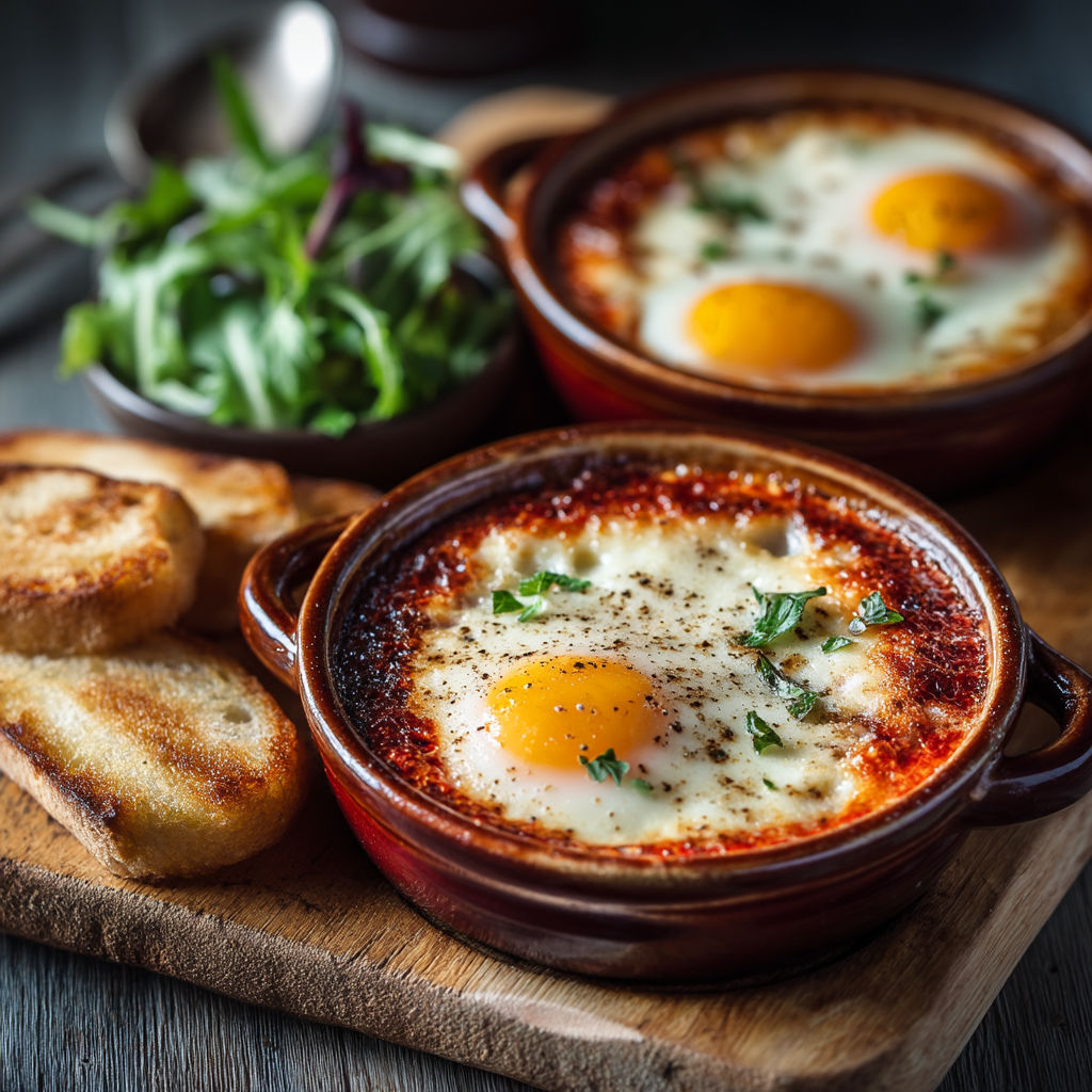 Une assiette de glace avec des oeufs et des herbes.