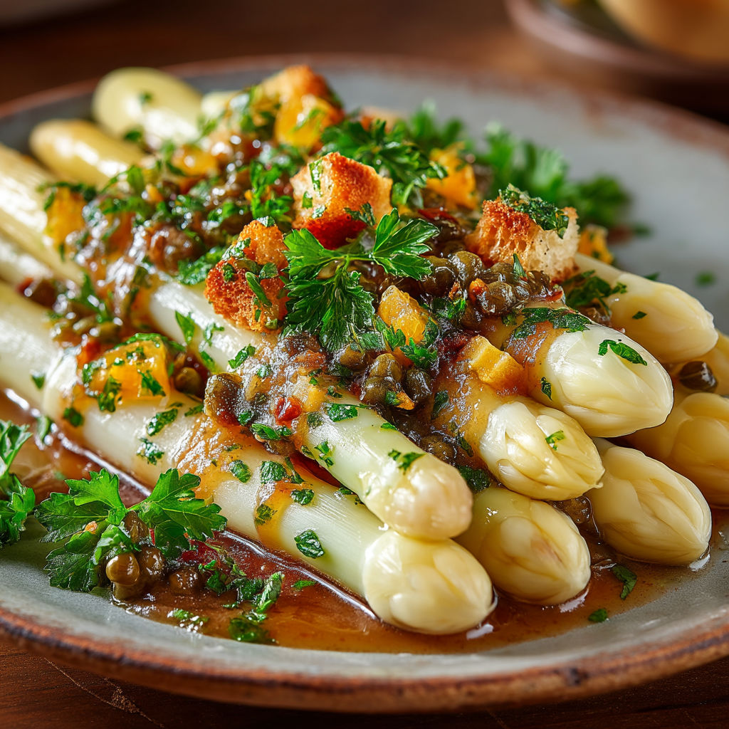 Une assiette de légumes grillés avec des herbes et des pâtes.