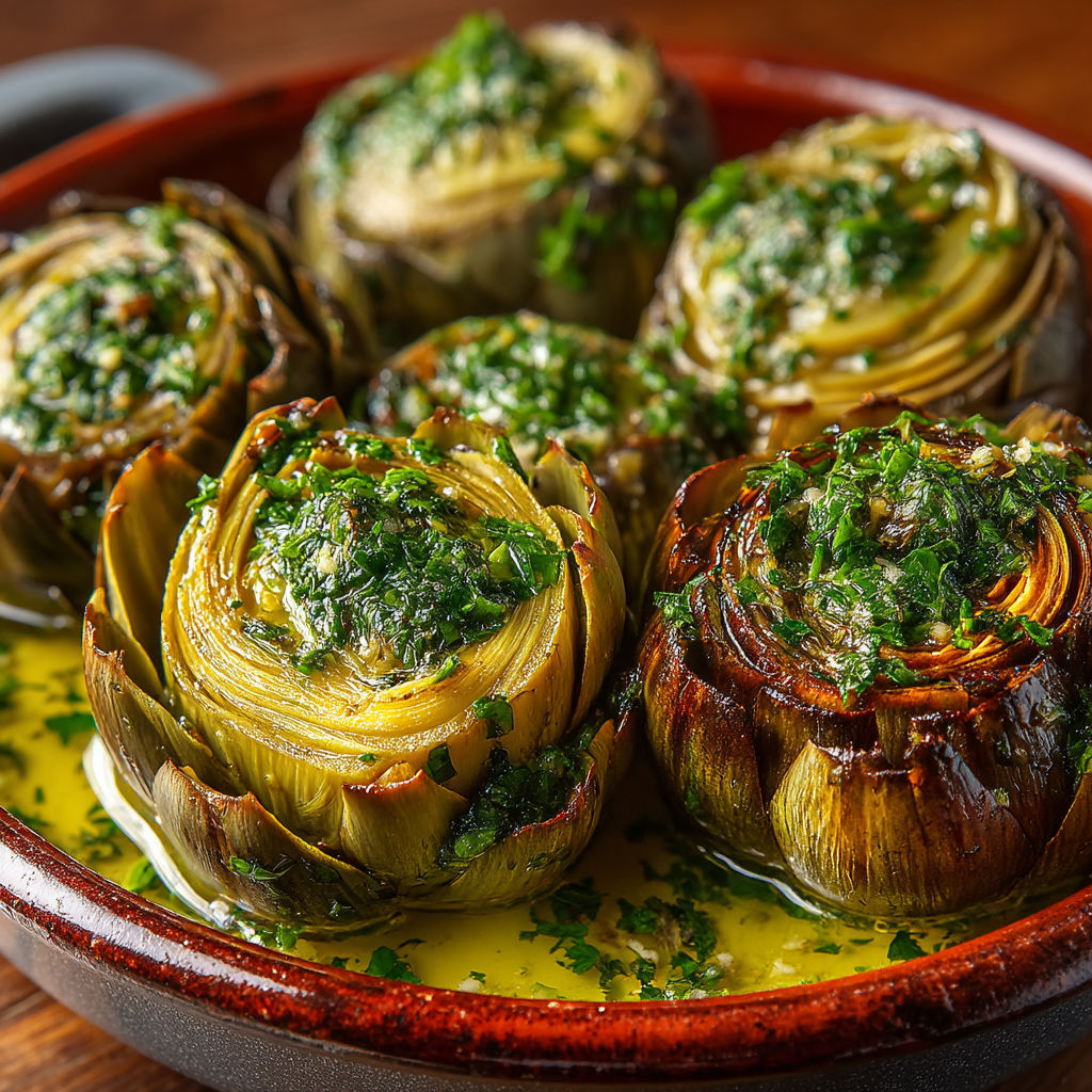 Une assiette de légumes verts avec des herbes vertes.