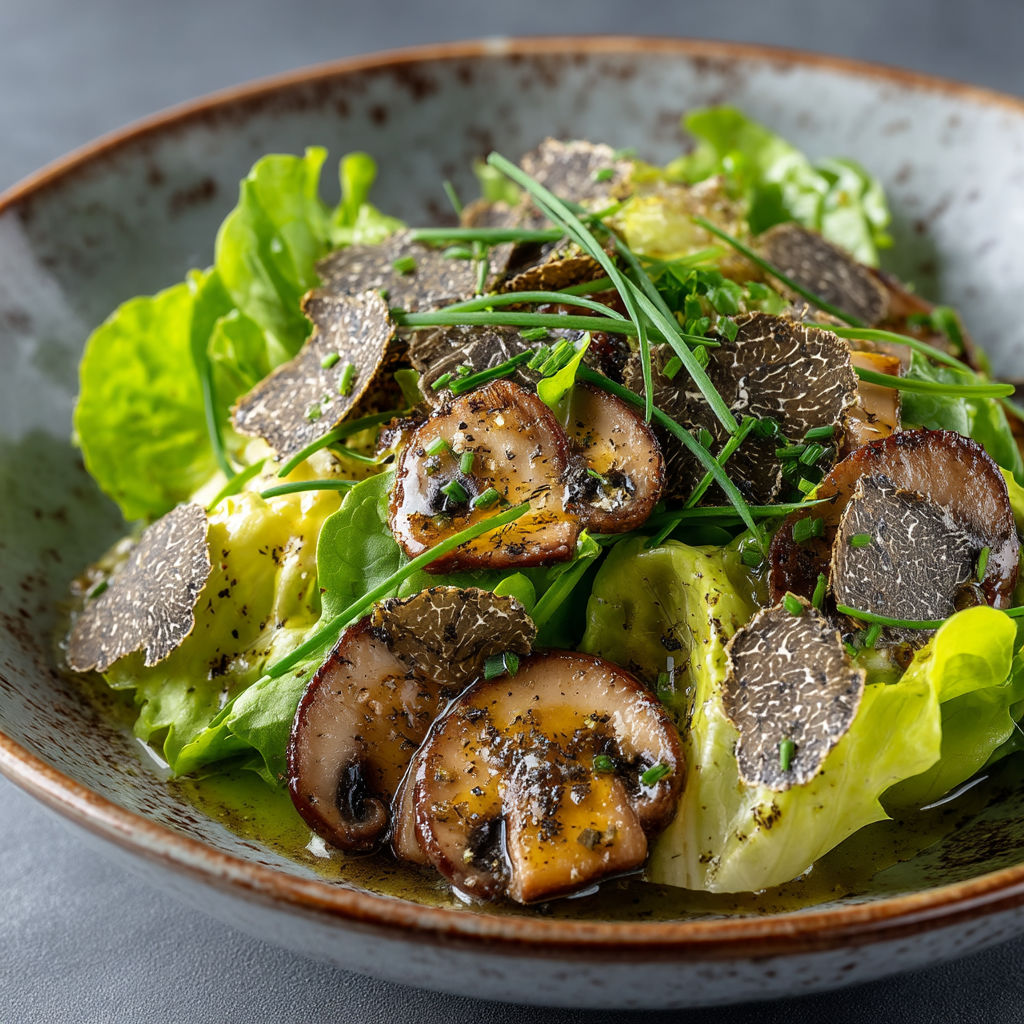 Une salade de mushrooms et de légumes.