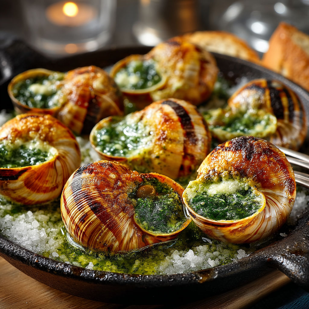 Escargots au beurre de cresson.