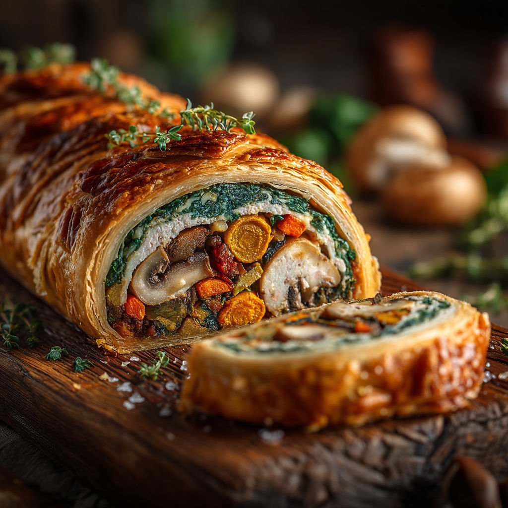 Une recette de Wellington de légumes et boudin blanc.