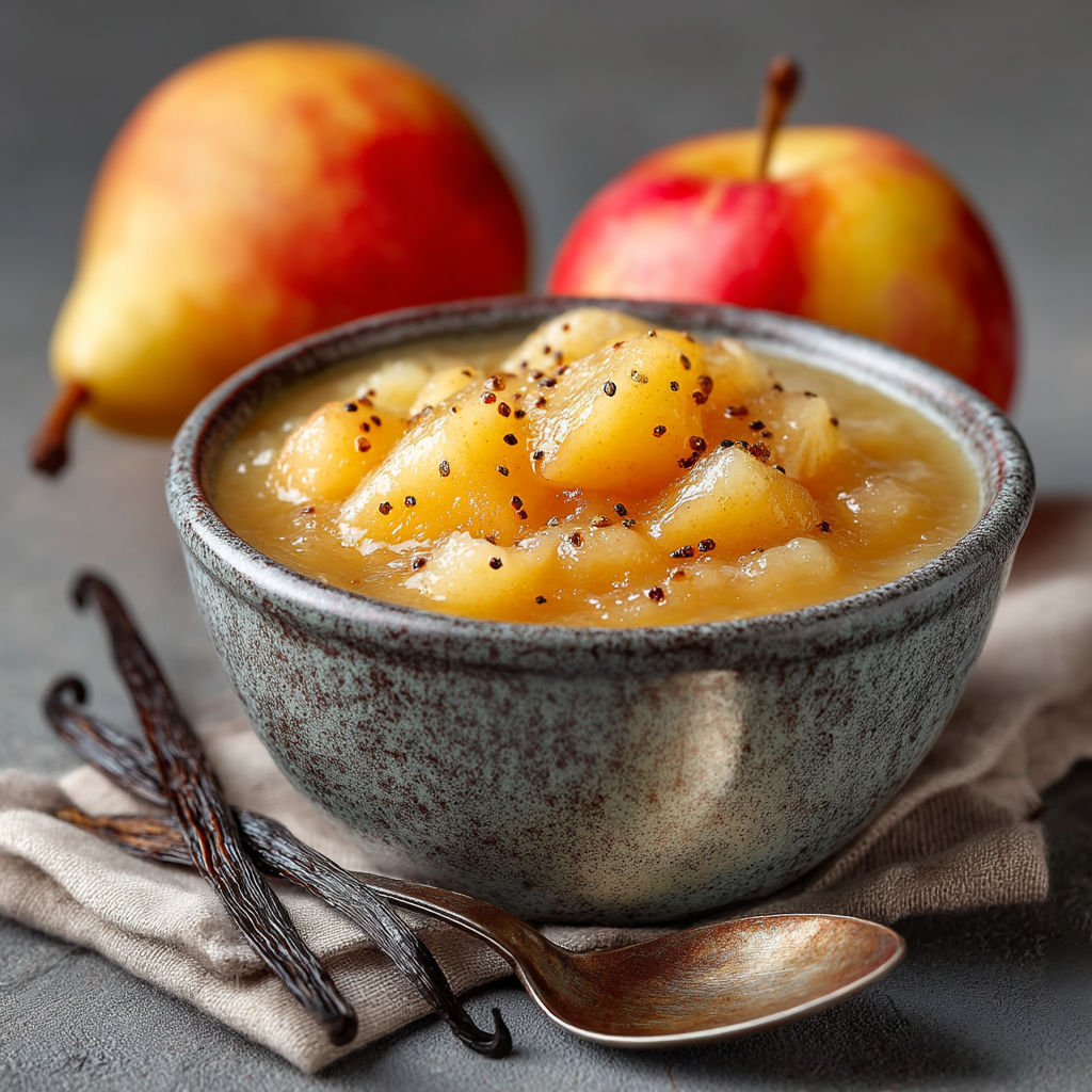 Compote pomme poire vanille.