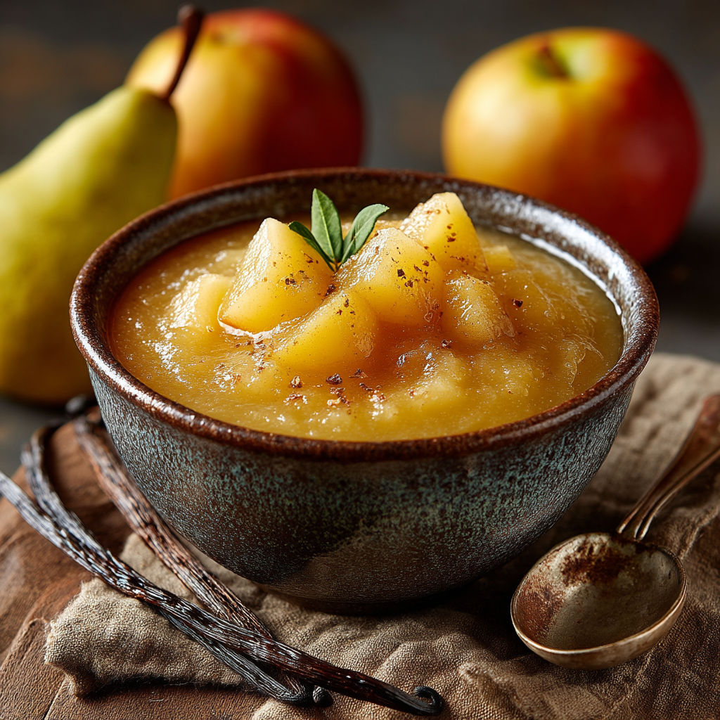 Compote pomme poire vanille.