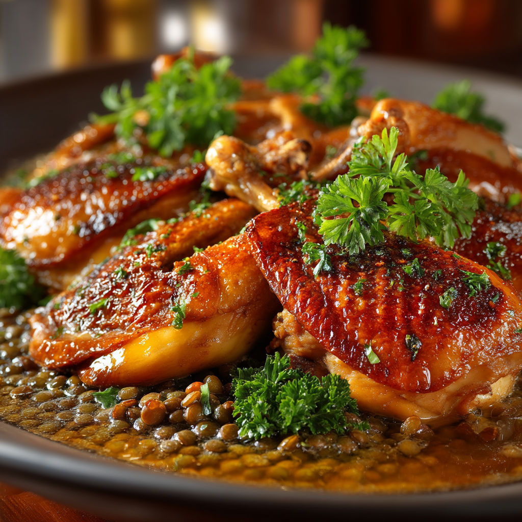 Chicken with herbs and spices.