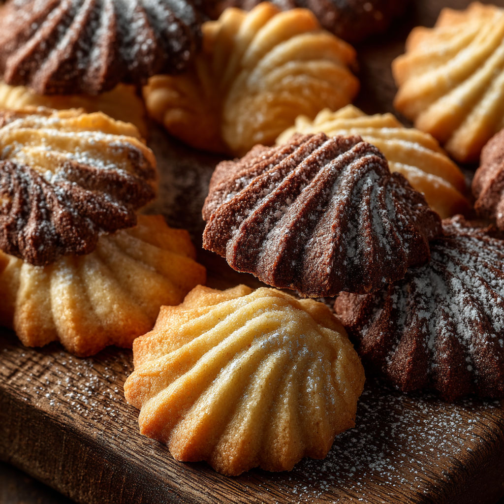 Des cookies poudrés sur une planche.