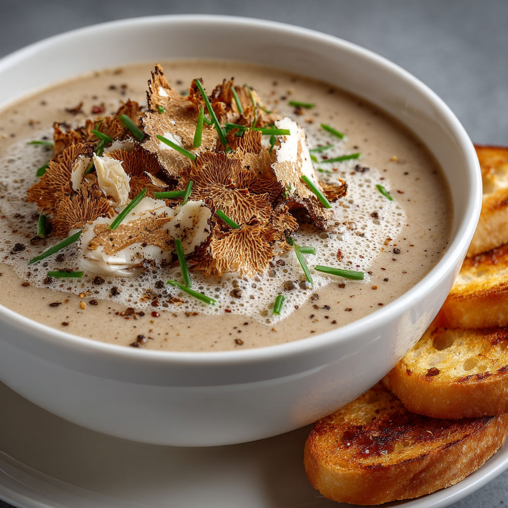 Une recette de cappuccino de champignons au foie gras.
