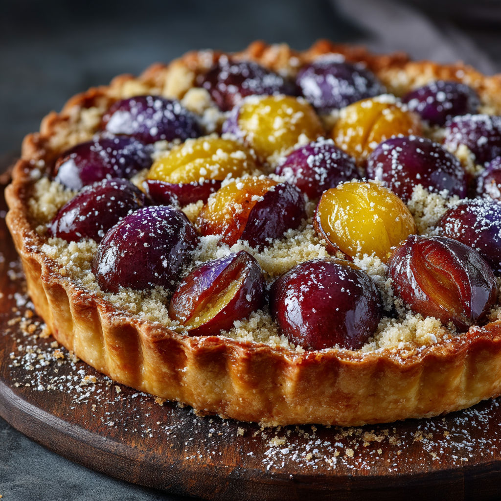 Une tarte aux mirabelles et quetsches.