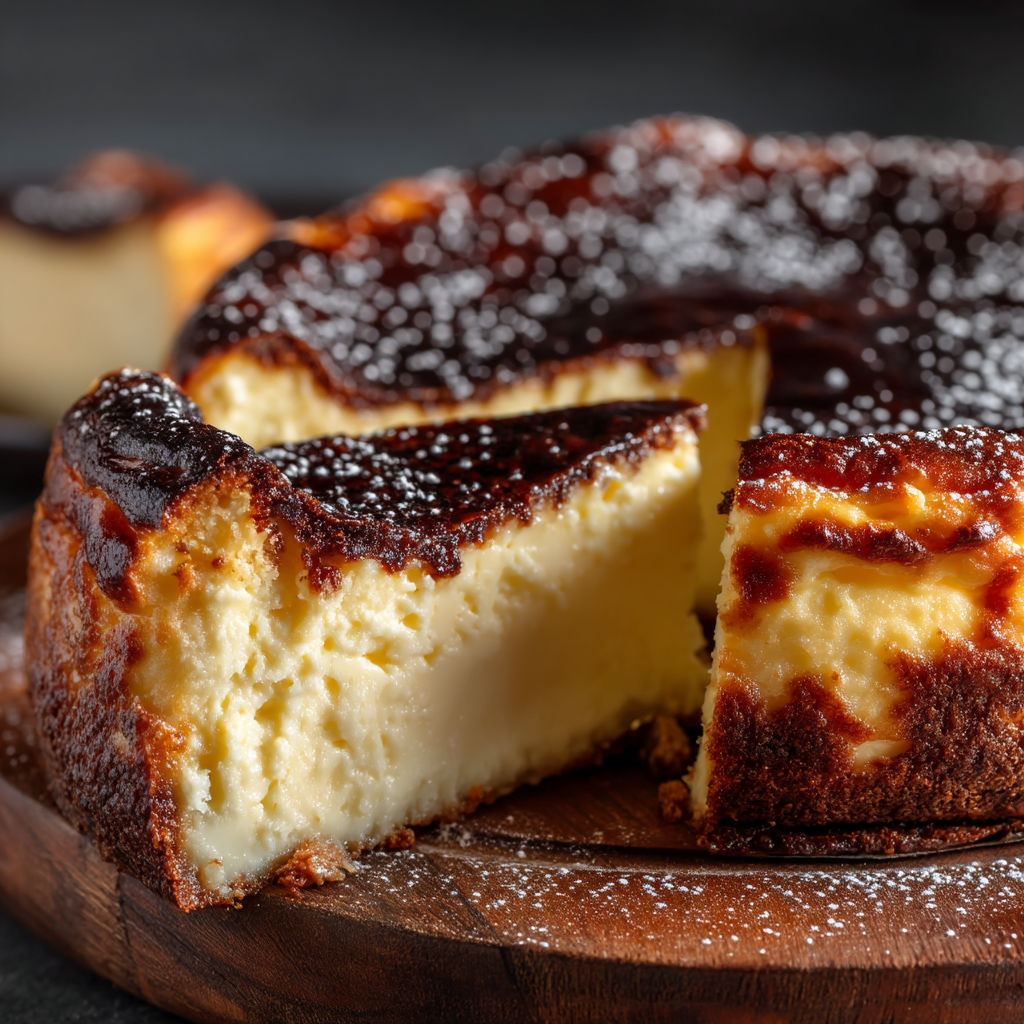 Une tarte au chocolat sur une planche de bois.