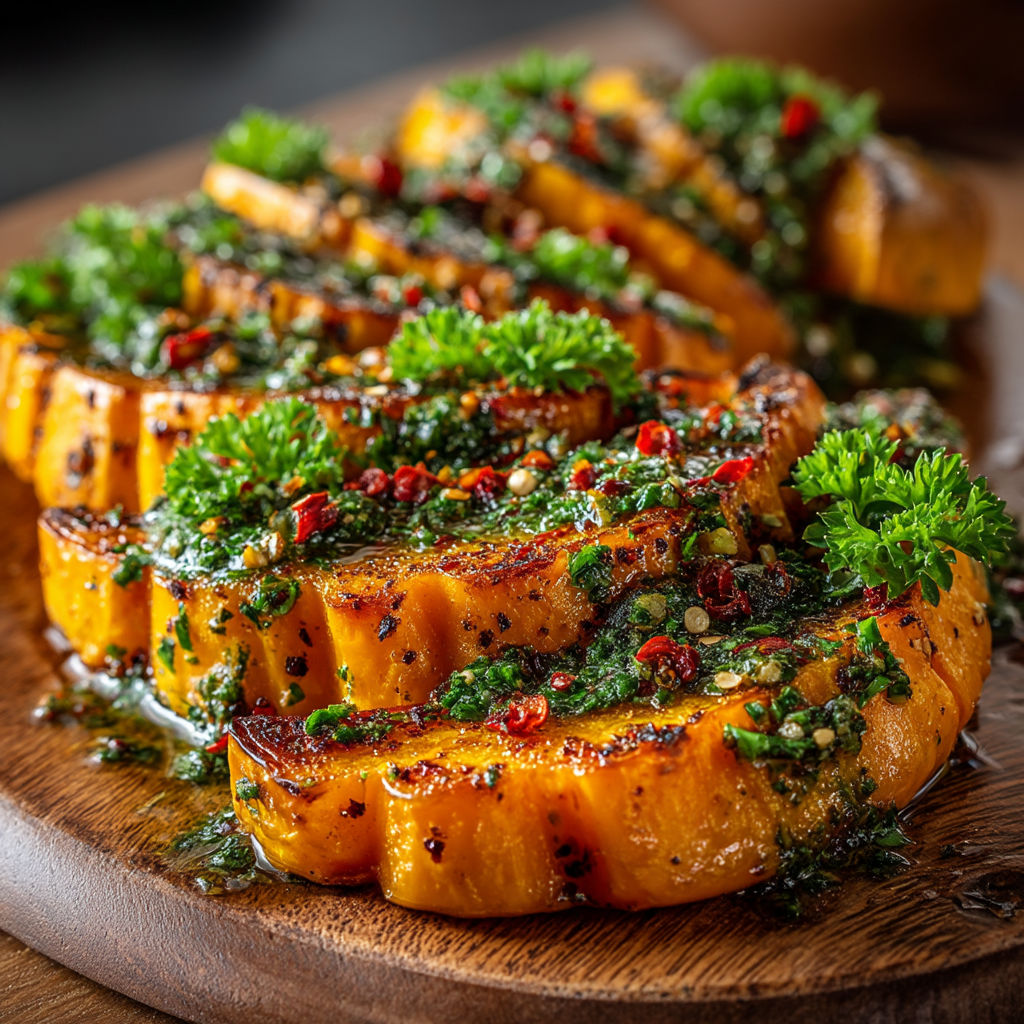 Une carotte cuite avec des herbes vertes.