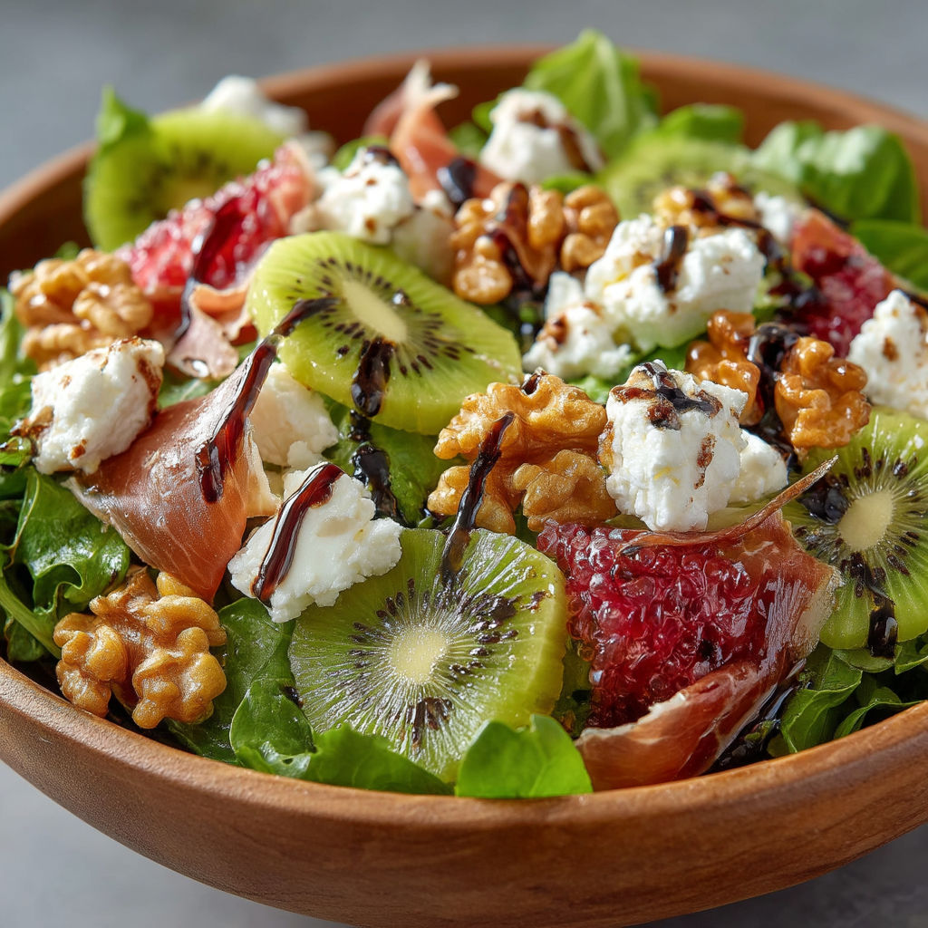 Une salade de fruits et de légumes dans un bol.