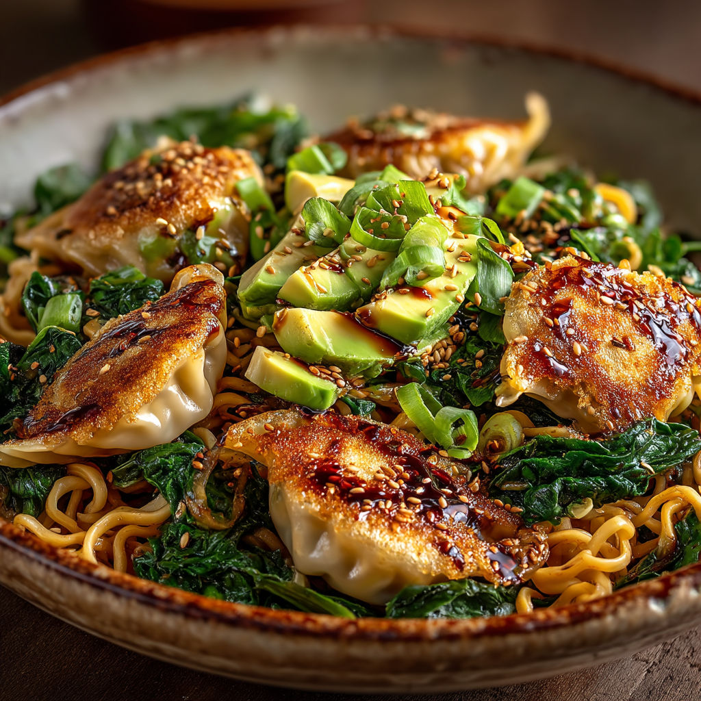 Une assiette de nourriture chinoise avec des légumes verts et des poissons.