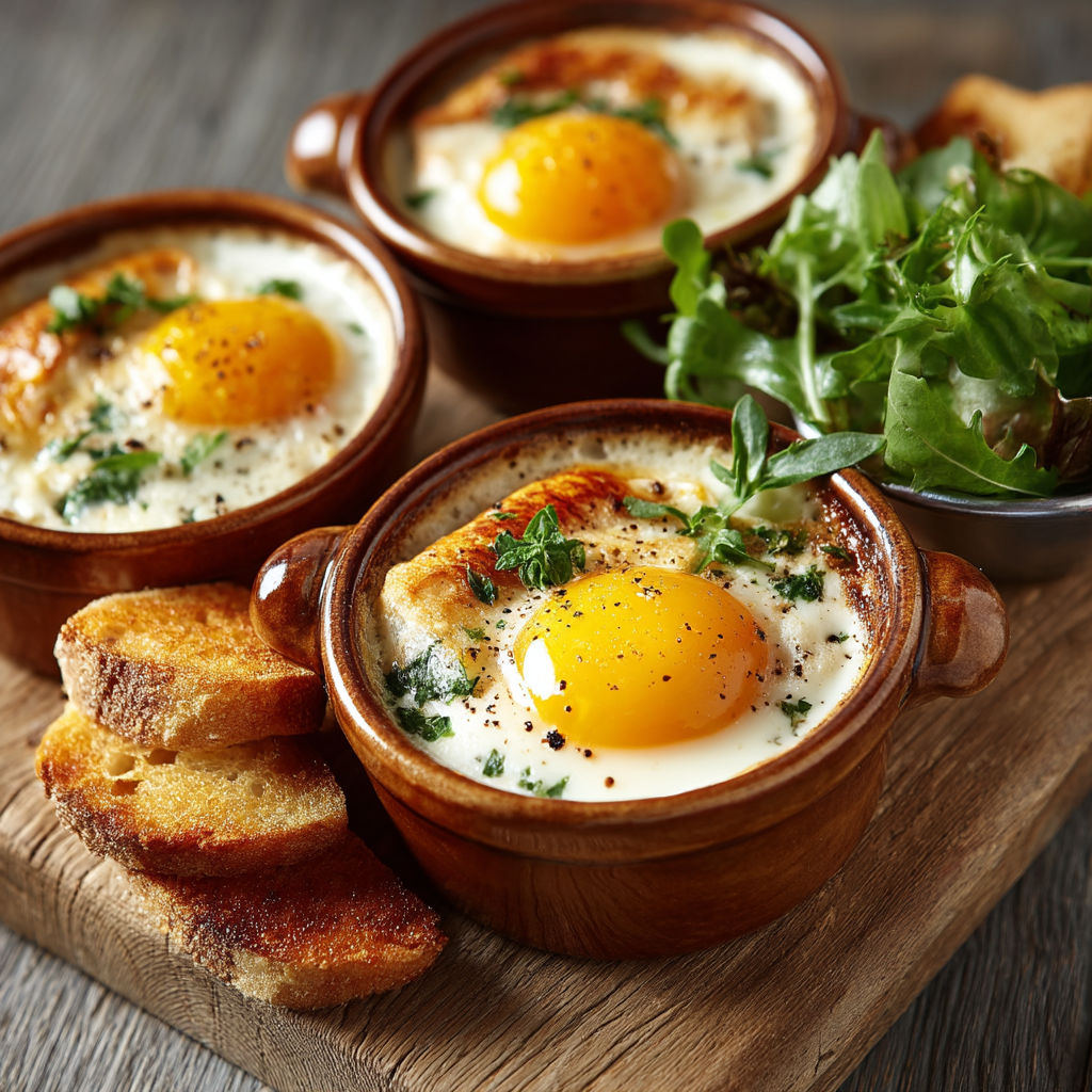 Une assiette de garnitures avec des oeufs, des herbes et du pain.