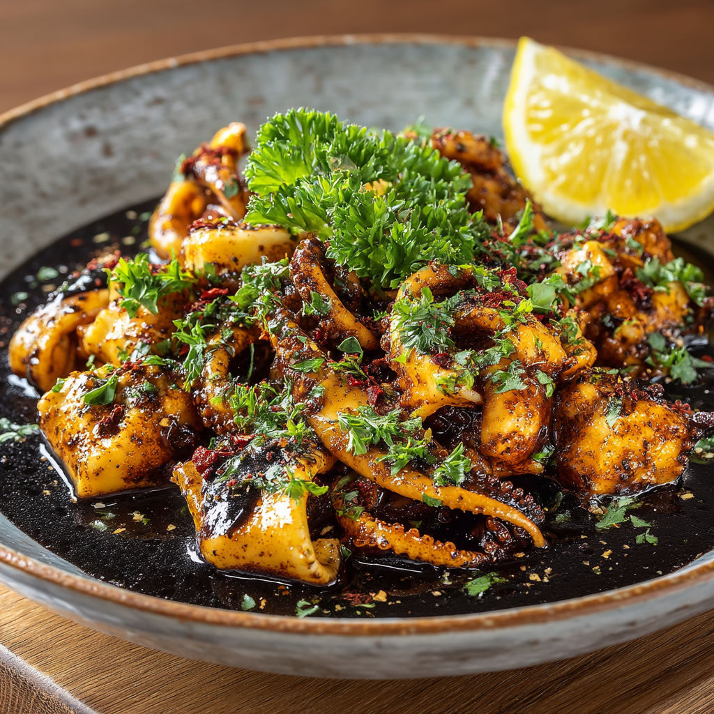 Ma recette des chipirons sautés à l'encre à la plancha.