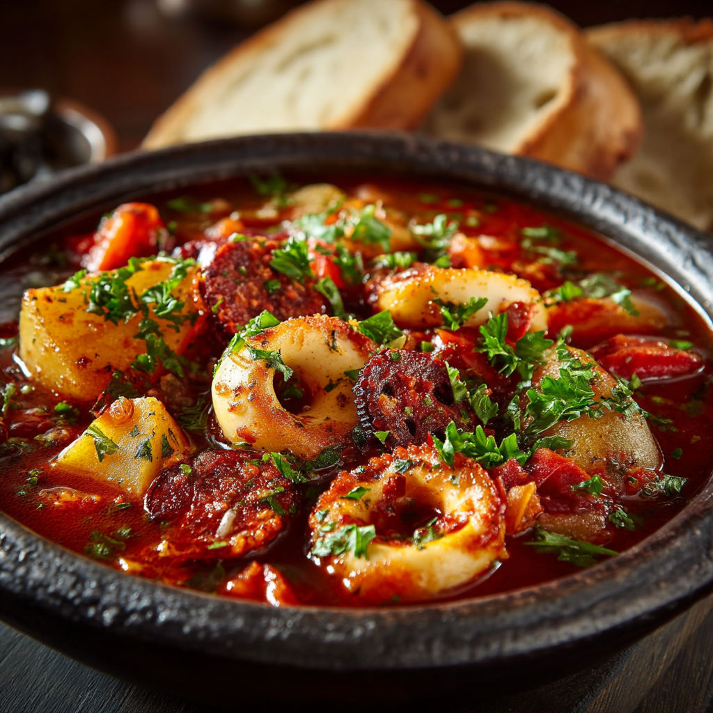 Mon ragoût de calamars au chorizo.