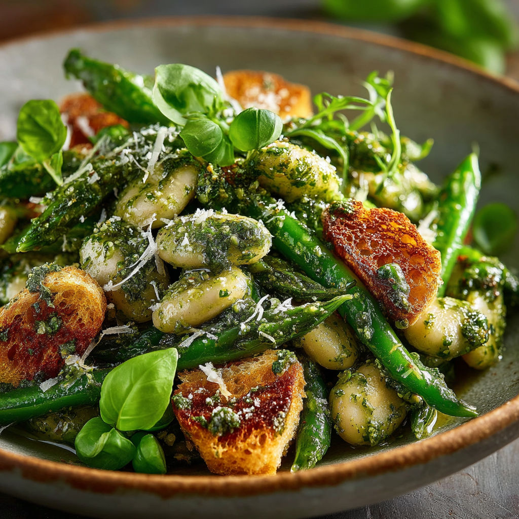 Une salade de mogettes au pesto.