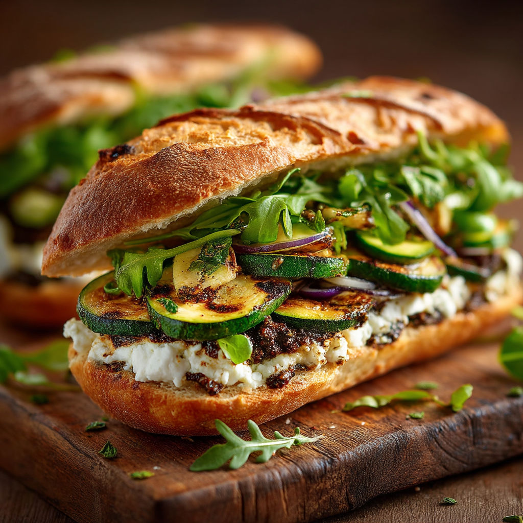 Un sandwich frais avec des légumes verts.