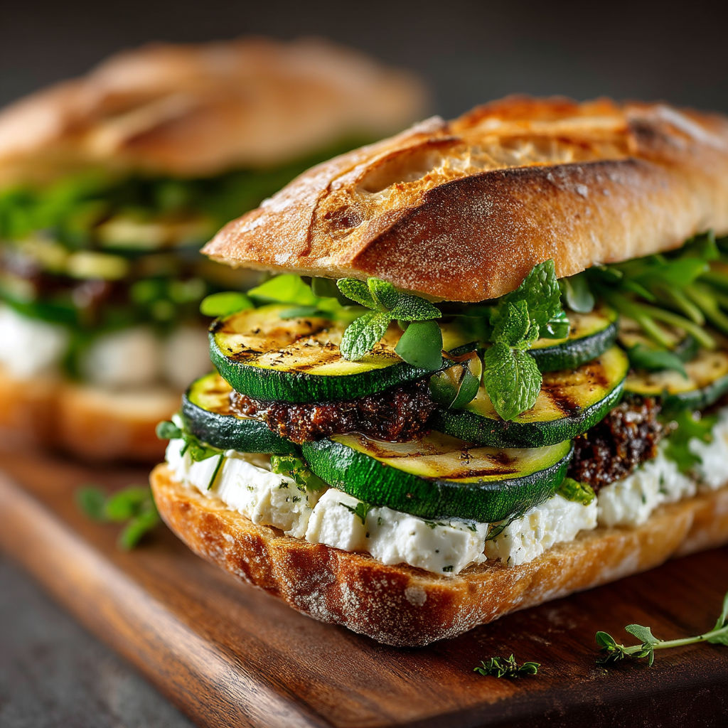 Un sandwich frais avec des légumes verts.