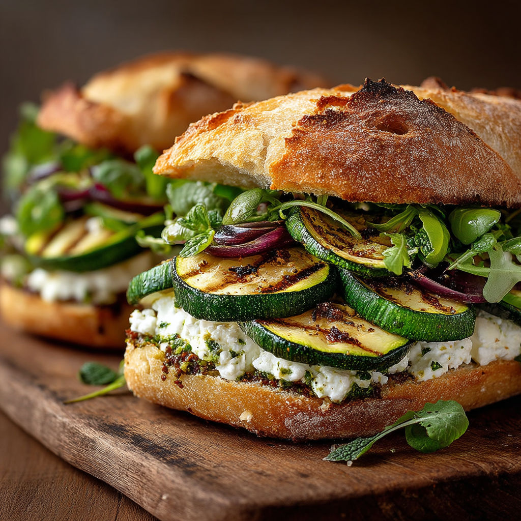 Un sandwich frais avec des légumes verts.