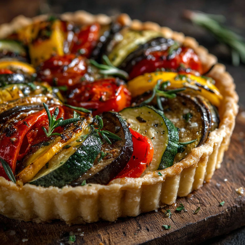 Une tarte aux légumes colorés.
