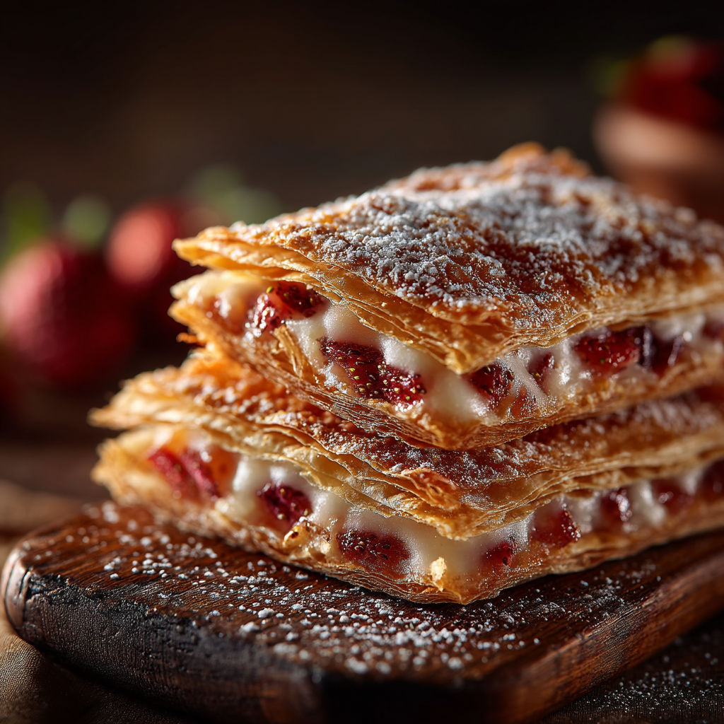 Gaufrettes aux fraises et à la rhubarbe.