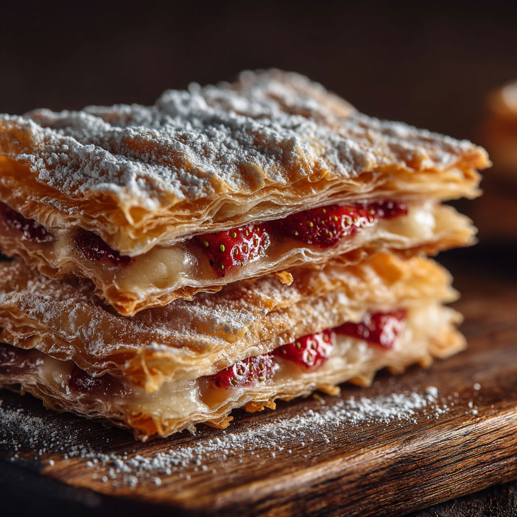Gaufrettes aux fraises et à la rhubarbe.