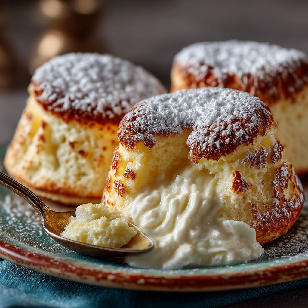 Soufflés autrichiens avec des poudres de sucre.