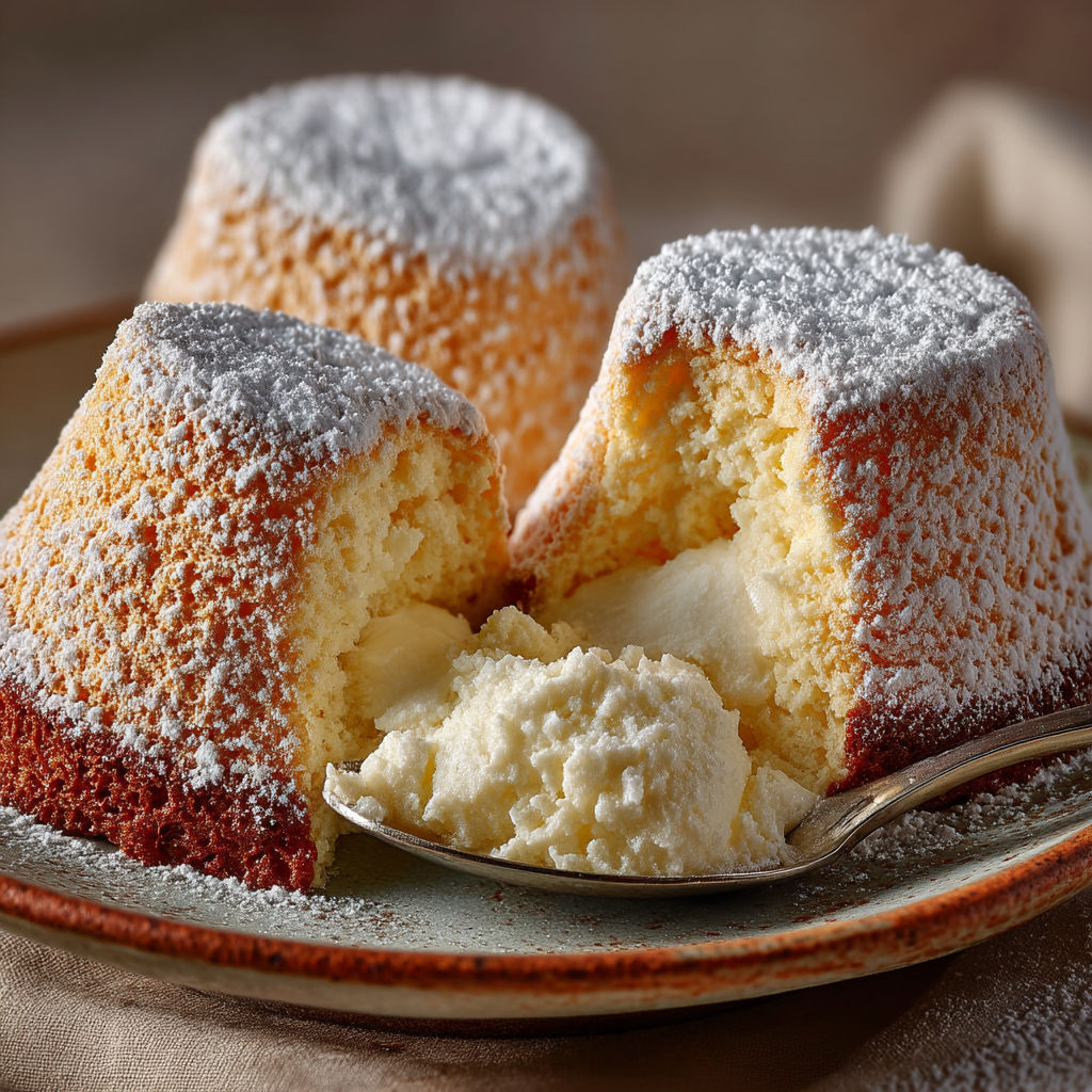 Desserts with white frosting and powdered sugar.