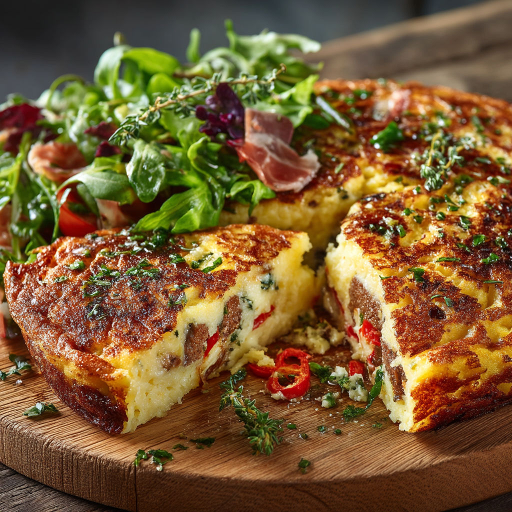 Une recette de farinette avec des légumes et des herbes.