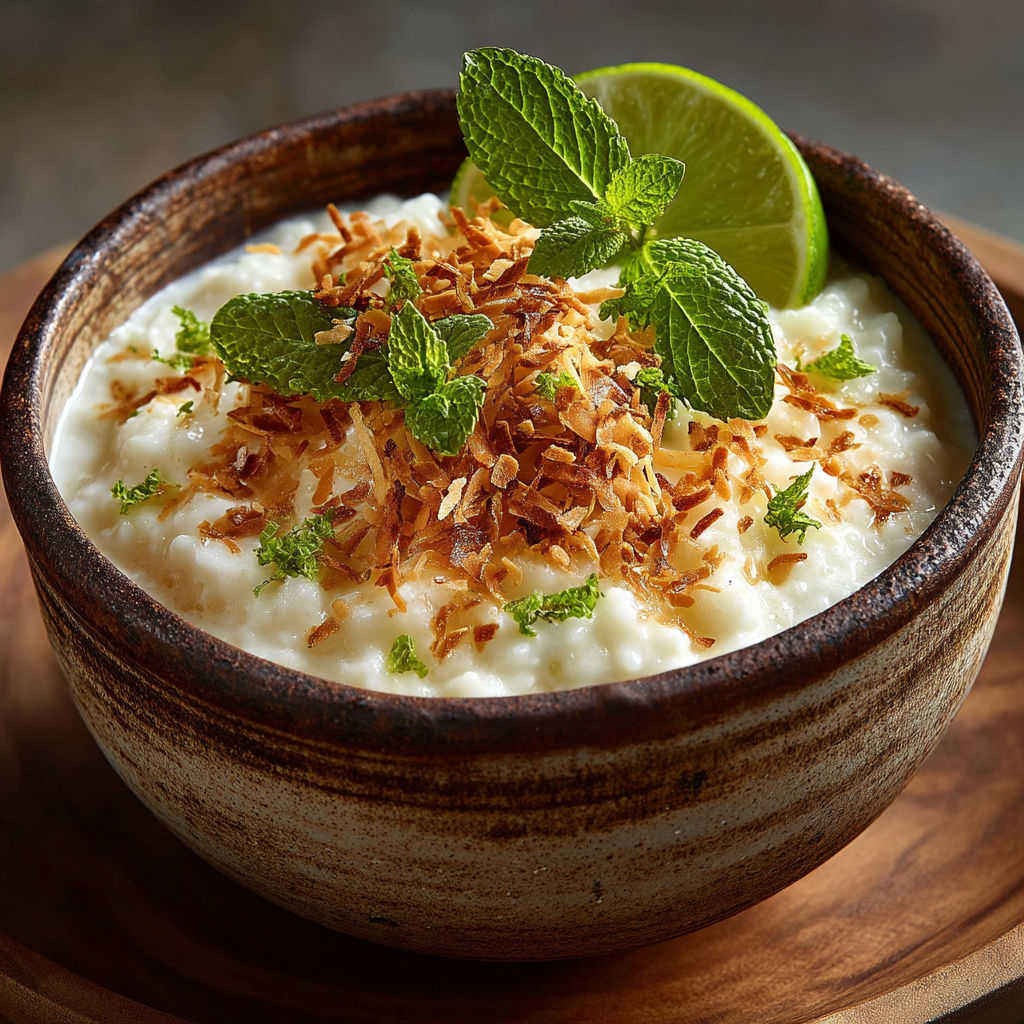 Riz au lait coco avec des herbes.