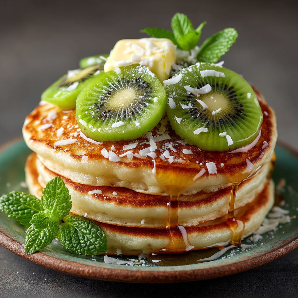 Un délicieux gâteau de pâte à crêpes avec des fruits frais sur le dessus.