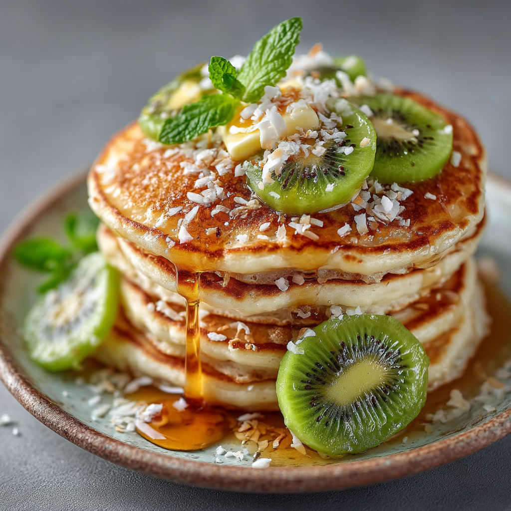 Un plat de pancakes avec des fruits frais.